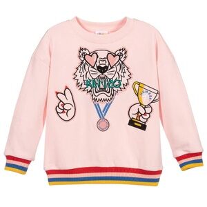 Kenzo Kids Embroidered Cotton Jersey Sweatshirt exclusive pink roaring lion 10